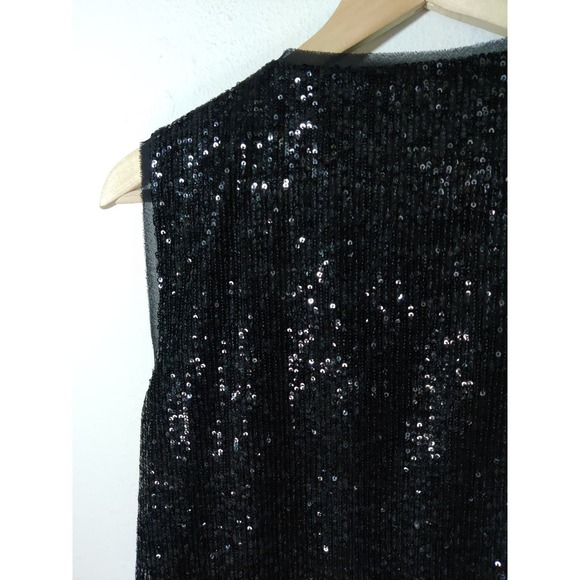 RACHEL Rachel Roy Black Glitter Sleeveless Keyhole Neck Shift Mini Dress Size XS - Picture 9 of 10
